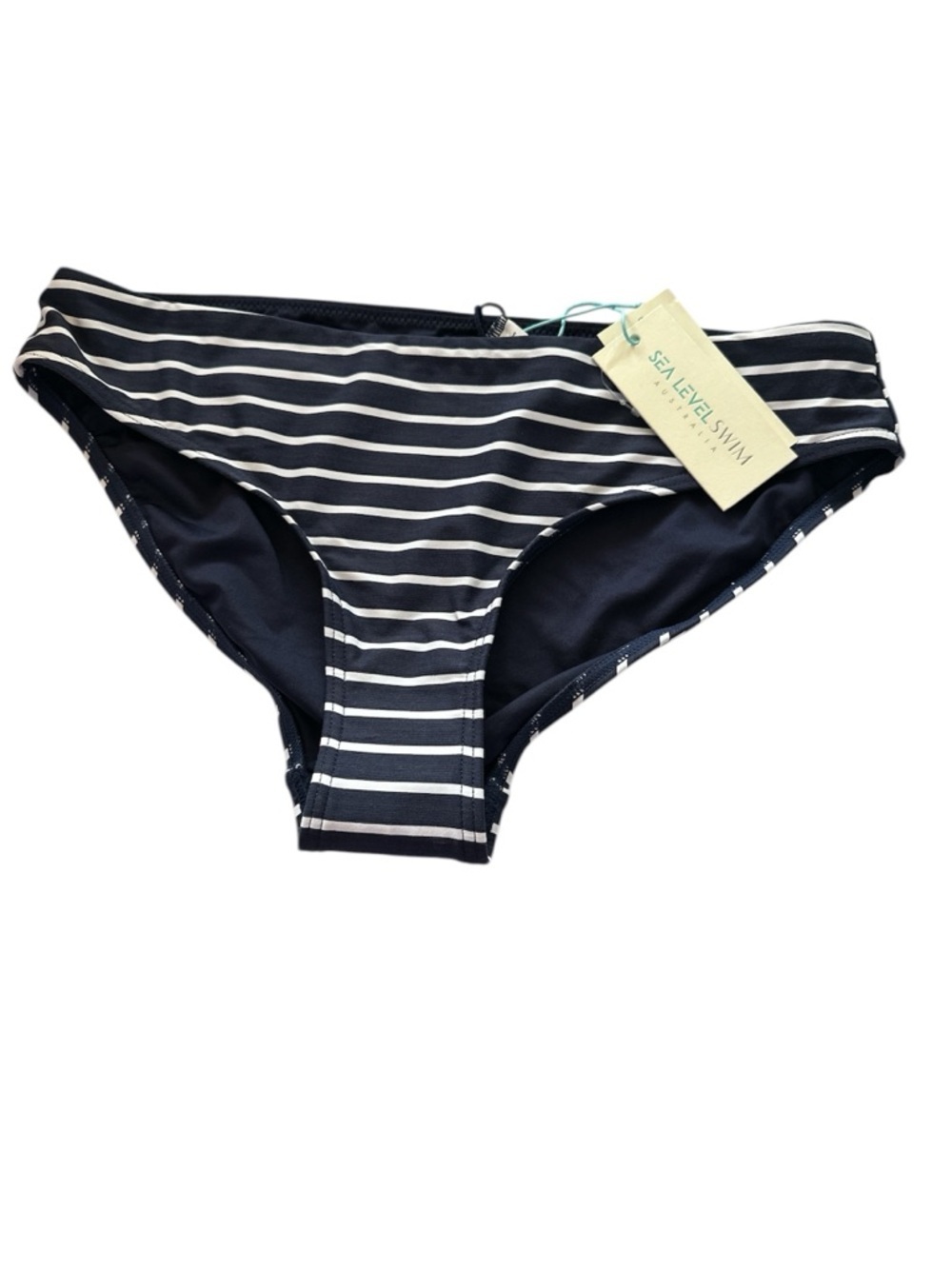 SEA LEVEL SWIM Stripe Blue Black White Charmarel Swimwear Bikini Bottom Size 8